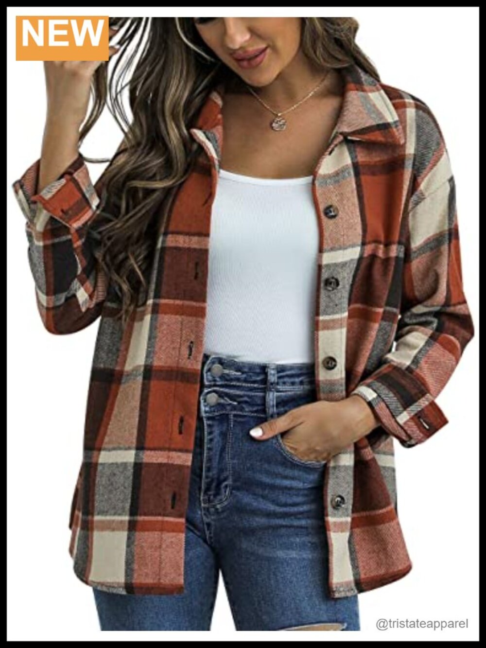 Women's Plaid Flannel Shacket Button Down Shirt Jacket Long Sleeve